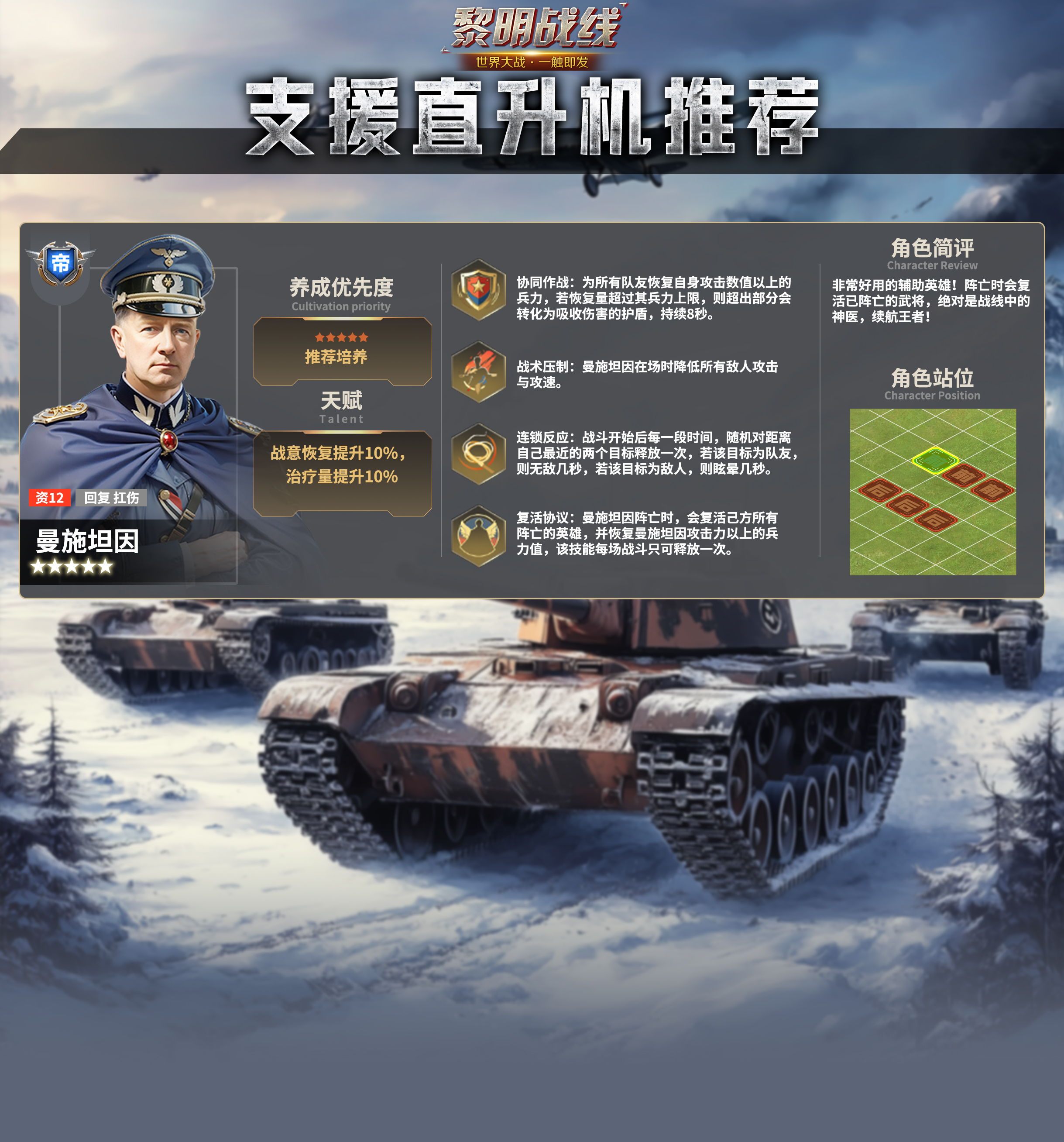 《黎明战线》支援直升机推荐