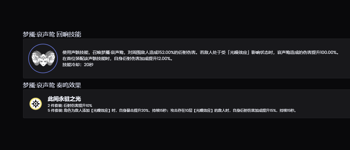 鸣潮梦魇哀声鸷声骸有什么技能?